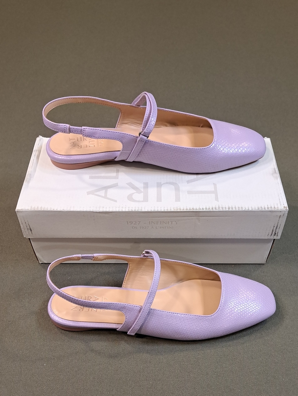 Naturalizer Connie Mary Jane Slingback Flat - Color: Lilac Snake - Size: 11